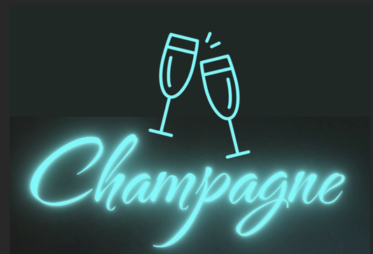 Champagne Neon Sign - 60cm Width - Lemon Yellow Colour
