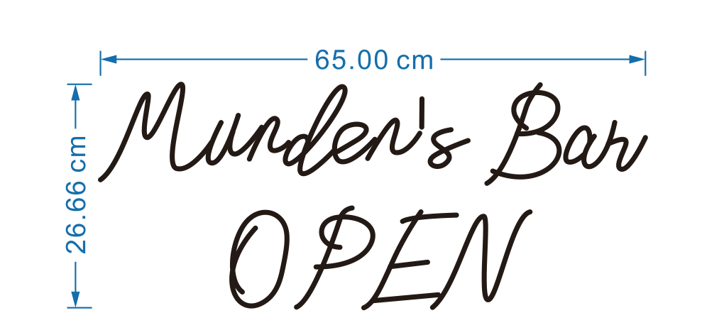Munden’s Bar Open Neon Sign - 65cmx26.66cm