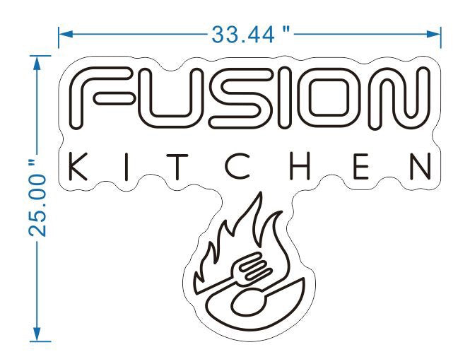 FUSION Kitchen Neon Sign - 33.44x25.00 inch - Warm White - Red Colour