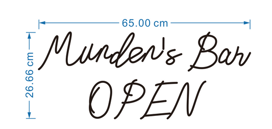 Munden’s Bar Open Neon Sign - 65cmx26.66cm